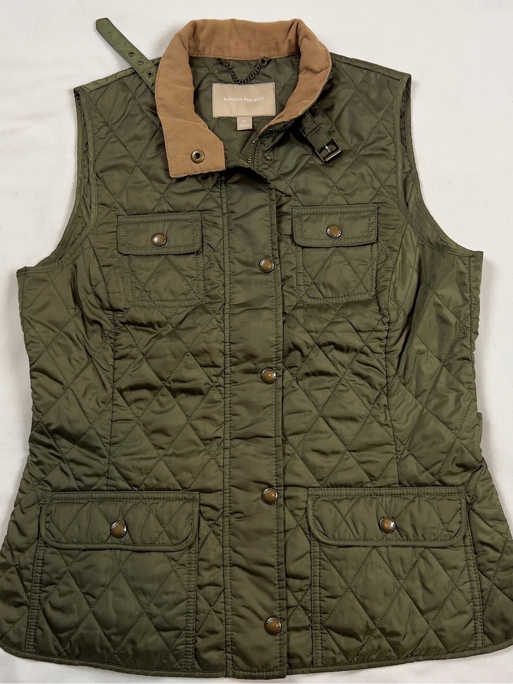 BANANA REPUBLIC Lightweight Quilted Puffer Vest Women’s Size M Olive Green